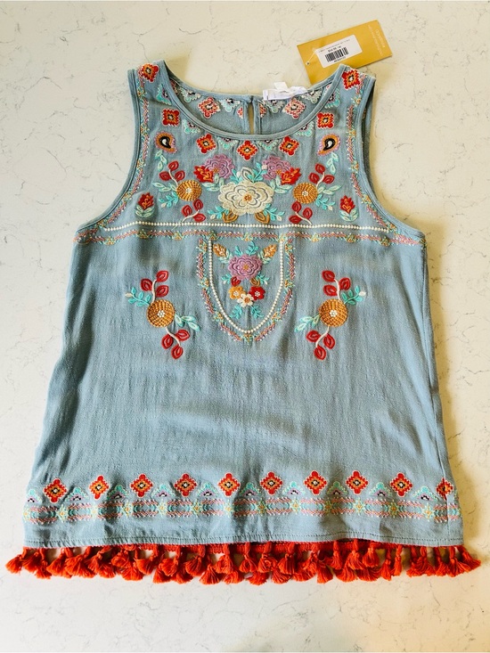 THML Tops - NWT THML The Waylon Tassel Embroidered Tank Top Boho Sleeveless